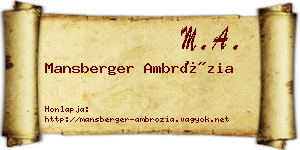 Mansberger Ambrózia névjegykártya